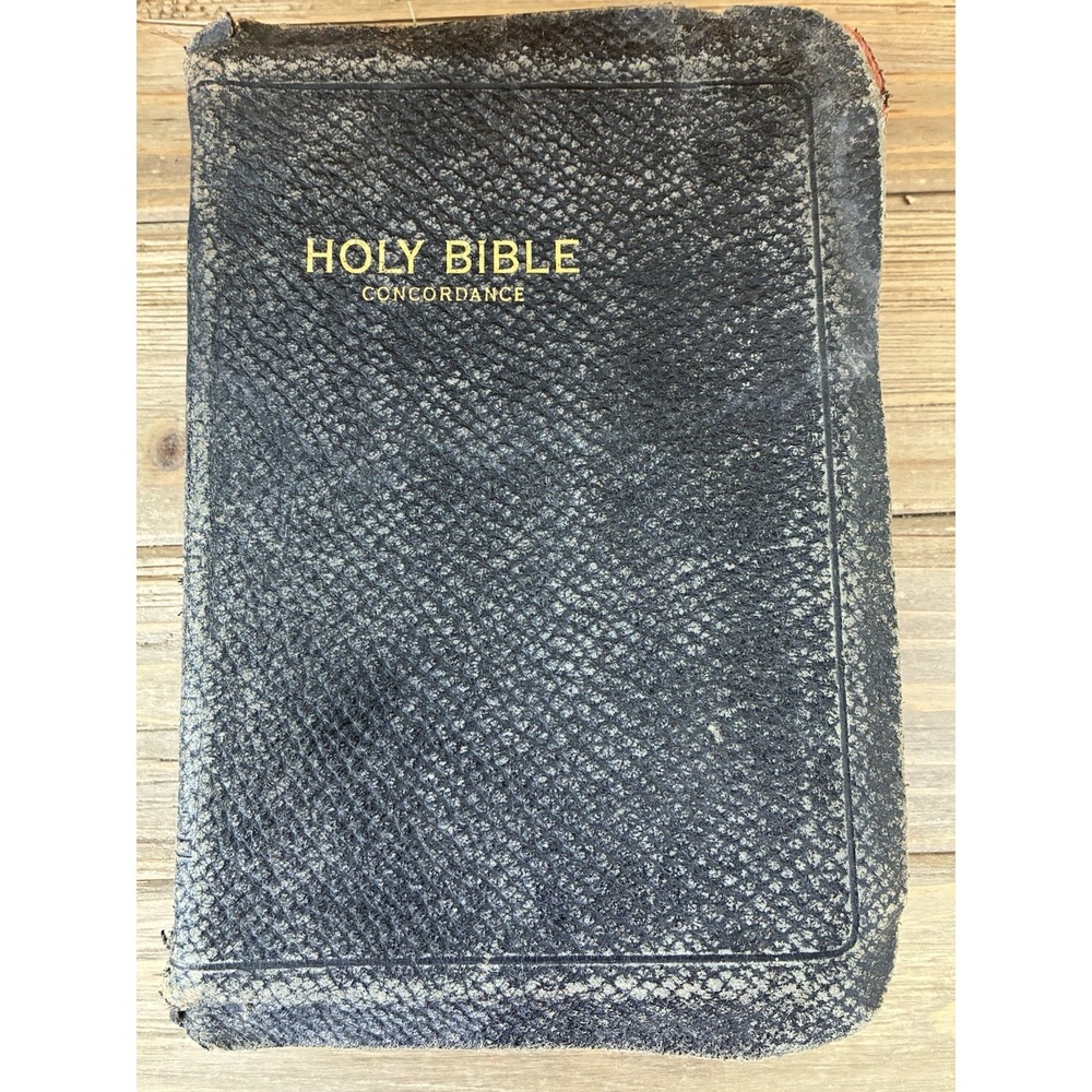 VTG 1943 Black Leather Holy Bible & Concordance